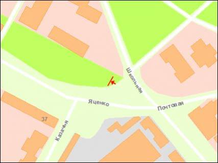 Билборд A в Запорожье вул.Козача -вул.Шкільна схема