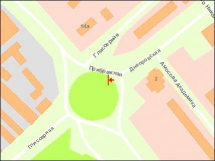 Білборд, Бігборд (Борд)  A у Запоріжжі вул.Дніпровська - Набережна магістраль (коло), ст.А схема