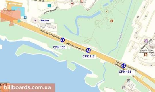 Билборд Р/П в Запорожье Набережна магістраль – р.Суха Московка , рух до порту схема