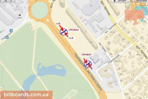 Билборд A в Запорожье Набережна магістраль -Дубовий гай, №2, ст.А схема