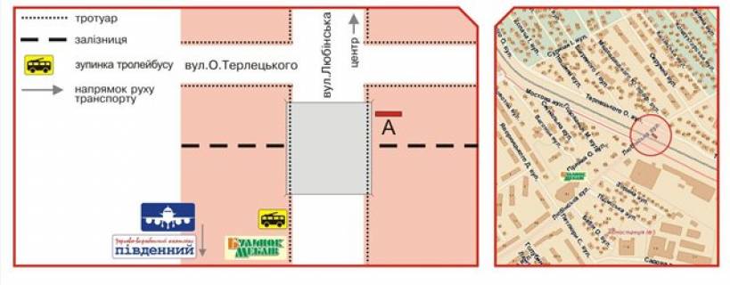 Билборд A в Львове, 3х6  Любинская ул. схема