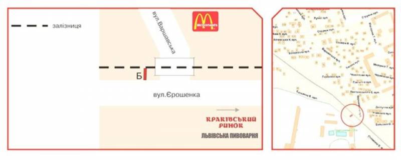 Билборд B в Львове, 3х6  Ерошенко ул. схема
