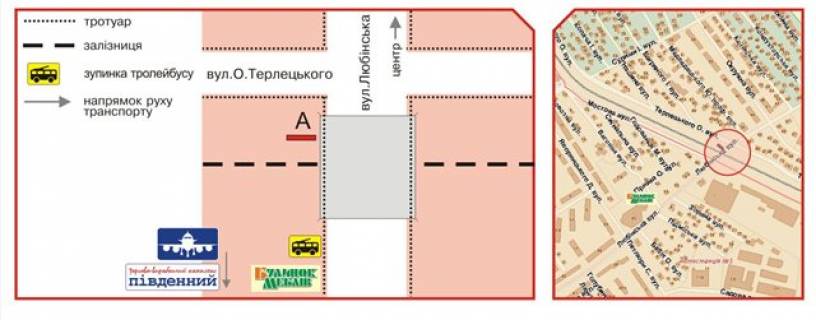 Билборд A в Львове, 3х6  Любинская ул. схема