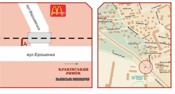 Билборд A в Львове, 3х6  Ерошенко ул. схема