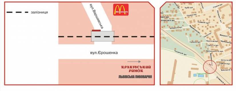 Билборд A в Львове, 3х6  Липинского-Ерошенко схема