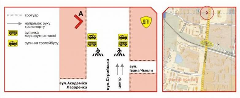 Билборд A в Львове, 3х6  Стрыйская ул. схема