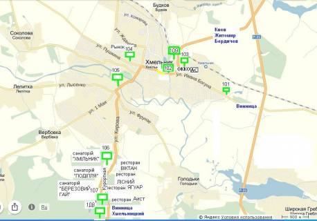 Билборд B в Хмельнике, 3x6  Вул. В. Порика поруч; заправка ОККО, центральний автовокзал, житловий масив, виїзд на Бердичів (Житомир, Київ) схема