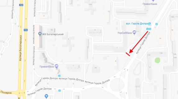 Билборд A в Киеве, 3х6  Герої Дніпра вул., 9 схема