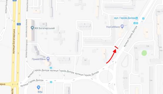 Билборд B в Киеве, 3х6  Герої Дніпра вул., 9 схема