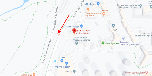 Билборд A в Киеве, 3х6  Бальзака вул., 4 схема