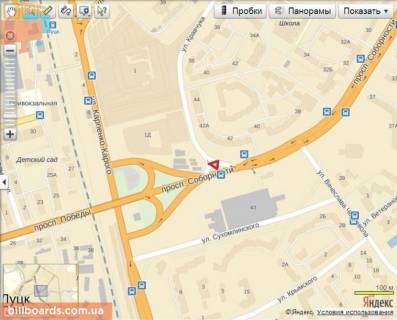 Билборд B в Луцке кільце Соборності - Кравчука (навпроти ТАМ-ТАМу, район Формула Варшавського ринку) схема