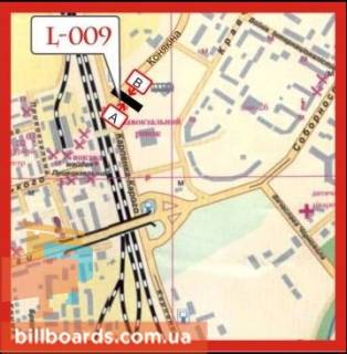 Білборд, Бігборд (Борд)  B у Луцьку вул. Конякіна, 39 (вїзд на стоянку автостанціі №1, навпроти ТЦ Варшавський) схема