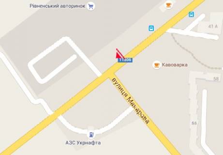 Білборд, Бігборд (Борд)  B у Рівному Млыновская ул. - Макарова ул., авторынок схема