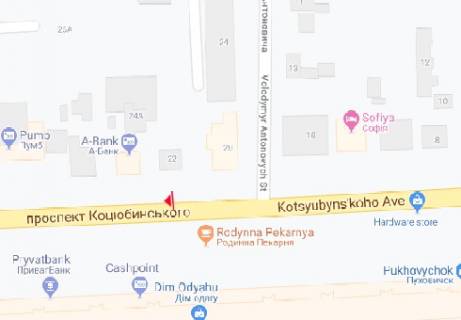 Бэклайт B в Виннице Коцюбинського просп., 24 схема