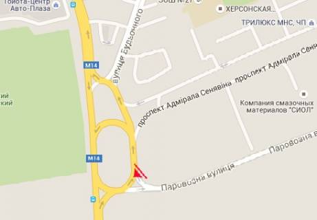 Білборд, Бігборд (Борд)  A у Херсоні, 3x6  Адмірала Сенявіна пр., стара заправка ("Тирла") схема