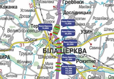 Нестандарт B у Білій Церкві, 3x18  Траса M-05, Київ-Одеса, 80,800 схема