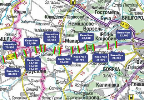 Нестандарт  в Киеве, 3x18  Траса M-06, Київ-Житомир, 45,300 схема