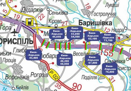 Нестандарт  в Киеве, 3x18  Траса M-03, Київ - Харків, 54,500 схема