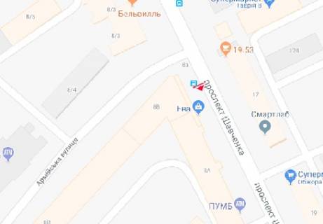 Бэклайт B в Одессе Шевченка просп., 8в - Армійська вул. схема