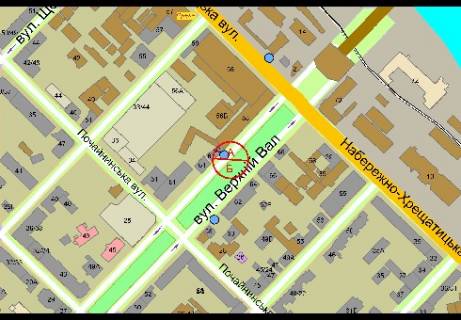 Сітіскролл A у Києві, 1.86x1.27   Нижний Вал ул., 63 (100 м до пересечения с Почайнинская ул.) схема