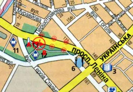 Білборд, Бігборд (Борд)  B у Запоріжжі, 3x6  Соборний просп., 111а схема