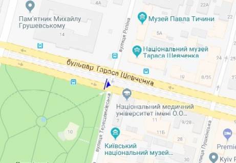 Ситилайт  в Киеве, 1.8x1.2  Шевченка б-р. схема