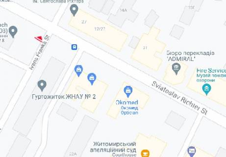 Беклайт A у Житомирі, 2.3x3.14  Івана Франка вул. - Святослава Ріхтера вул. (BackLit) схема