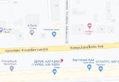 Бэклайт B в Виннице Коцюбинського просп., 11 схема
