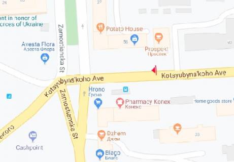 Бэклайт B в Виннице Коцюбинського просп., 56 схема