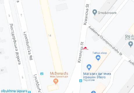 Билборд B в Одессе, 3x6  Краснова вул., 11б схема