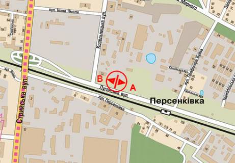 Билборд A в Львове Луганская ул., 100м до ул. Козельницкая схема