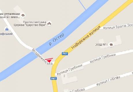 Билборд A в Нежине Шевченко ул. - Набережная ул.  схема