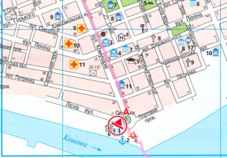 Билборд A в Херсоне, 3x6  Одеська пл., (З/Д переїзд) схема