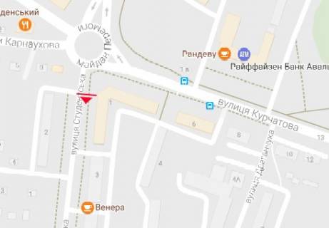Билборд A в Ровно Студенческая ул. - Курчатова ул. схема