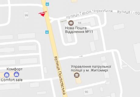 Билборд B в Житомире, 3x6  Покровська вул. (Щорса вул.), 99а схема