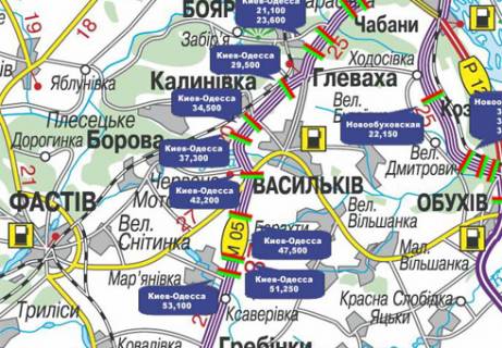 Нестандарт B в Київських трасах, 3x18  Траса M-05, Київ-Одеса, 42,200  (Напрямок з  Києва в Одесу) схема