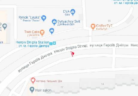 Білборд, Бігборд (Борд)  B у Києві, 3x6  Героїв Дніпра вул., 24 схема