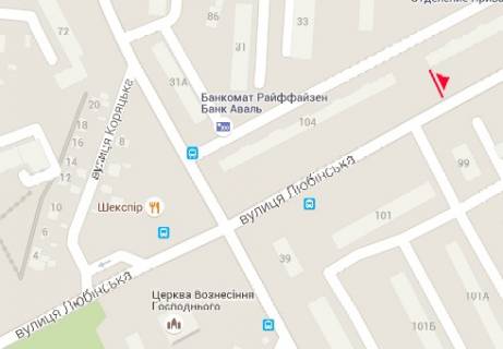 Билборд A в Львове, 3x6  Любинская ул., 102 схема