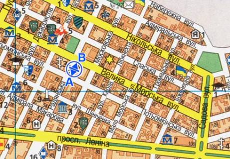 Бэклайт A в Николаеве Соборна (Радянська) вул. схема
