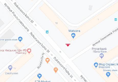 Скроллер A в Чернигове, 2.32x3.14  Рокоссовского ул., 10 - Защитников Украины ул., 1 - 238565 схема