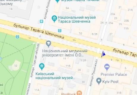 Ситилайт  в Киеве, 1.8x1.2  Шевченка б-р. схема