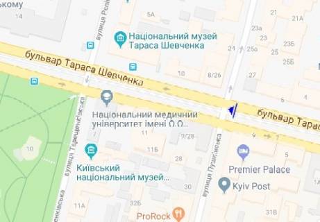 Ситилайт  в Киеве, 1.8x1.2  Шевченка б-р. схема