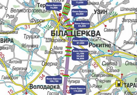 Нестандарт A у Київських трасах, 3x18  Траса M-05, Київ-Одеса, 93,100 схема