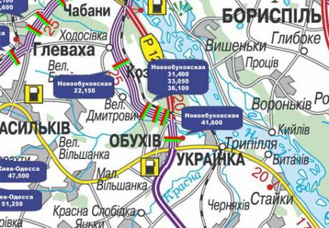 Нестандарт B в Київських трасах, 3x18  Траса Н-01, Нова Обухівська, 36,100  (Напрямок з  Києва в Обухів) схема