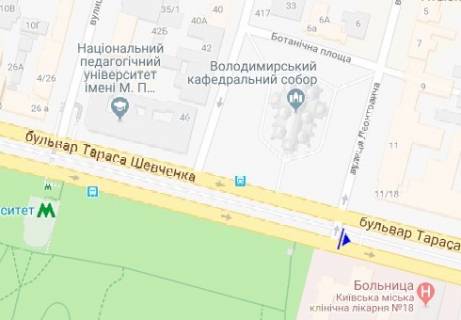Ситилайт  в Киеве, 1.8x1.2  Шевченка б-р. схема