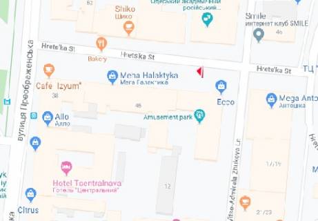 Сiтiлайт A у Одесі, 1.8x1.2  Грецька, 43 - Віце адмірала Жукова пер. А схема