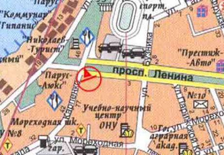 Билборд A в Николаеве Центральный пр. - Карпенко ул.  схема