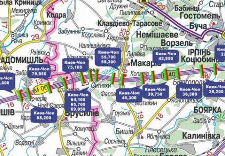 Нестандарт B в Киеве, 3x18  Трасса M-06, Киев-Житомир, 59,300 схема