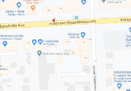 Беклайт B у Вінниці Коцюбинського просп., 38 схема