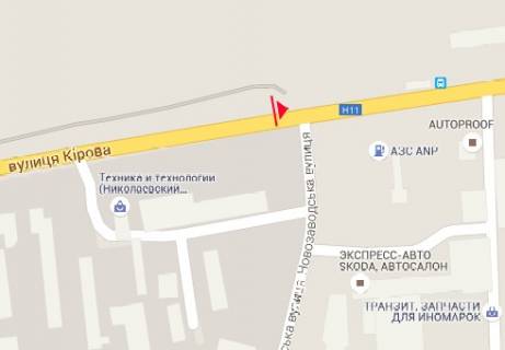 Билборд A в Николаеве, 3x6  Троицкая ул. - Новозаводская ул. схема